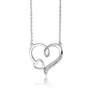 Colier argint inimi cu pietre DiAmanti Z1661N-DIA (Argint 925‰ 2,8 g.)